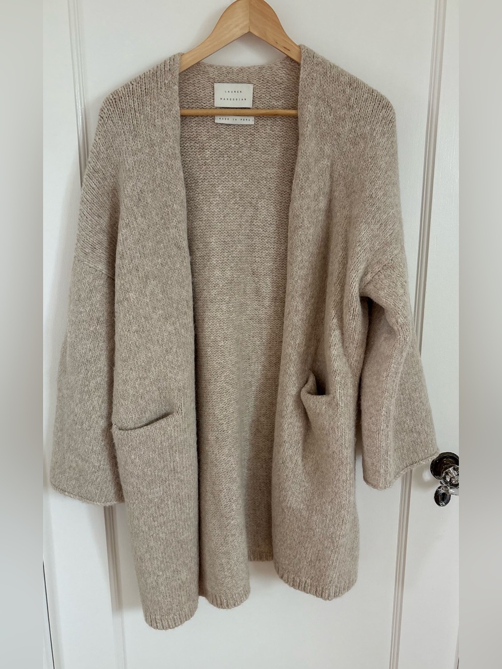 Lauren Manoogian alpaca blend open cardigan hessian beige